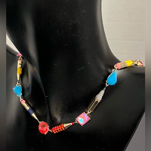 New BETSEY Johnson Back To School Collar Necklace Pencil & Mixed Stone - Picture 16 of 16